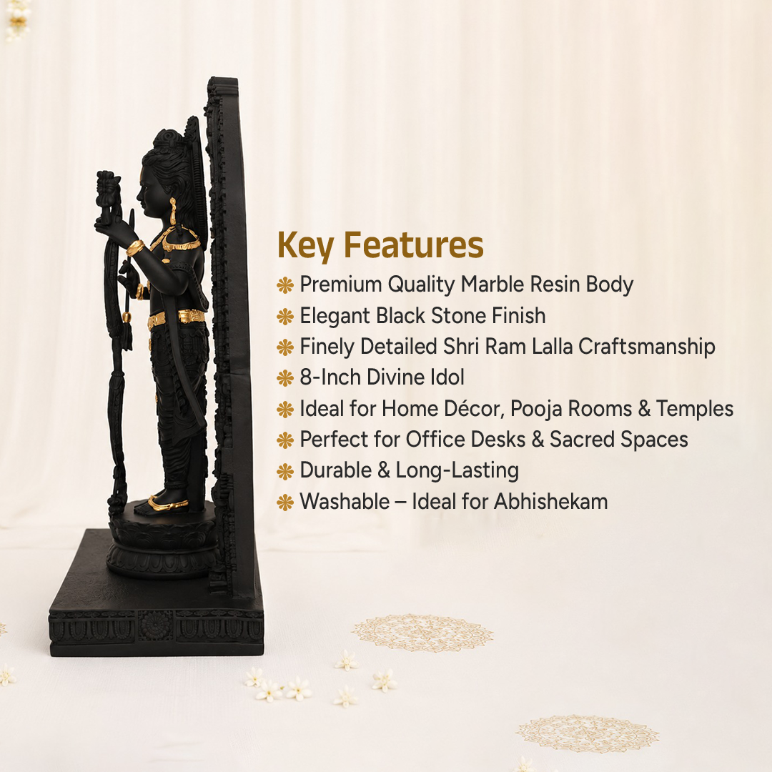 Shree Ram Lalla Idol – Premium Black Finish Marble Resin Idol (12 Inches)