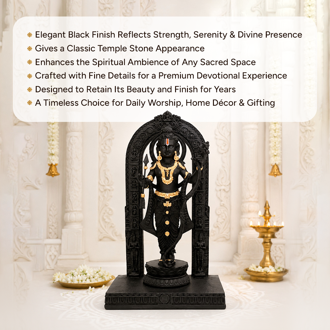 Shree Ram Lalla Idol – Premium Black Finish Marble Resin Idol (12 Inches)