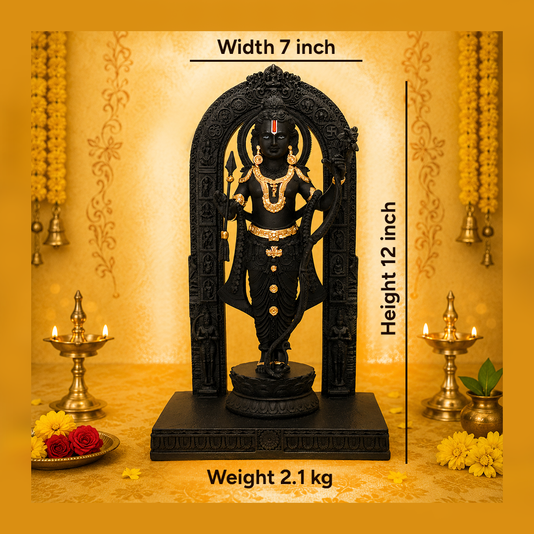 Shree Ram Lalla Idol – Premium Black Finish Marble Resin Idol (12 Inches)
