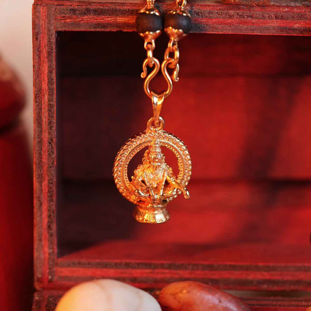 Karungali Maala - 8mm | 54 beads | Pure Panchaloham Madikkanni Capping with Ayyappa Prabha Pendant