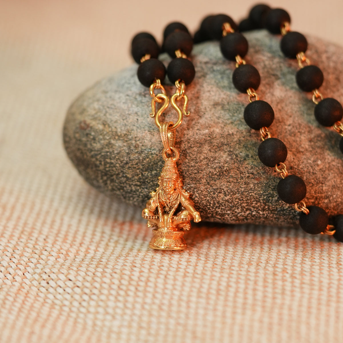 Karungali Maala - 8mm | 54 beads | Pure Panchaloham Madikkanni without Capping plain Ayyappa Pendant