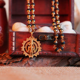 Karungali Maala - 8mm | 54 beads | Pure Panchaloham Madikanni Capping with Vishnumaya Prabha Pendant