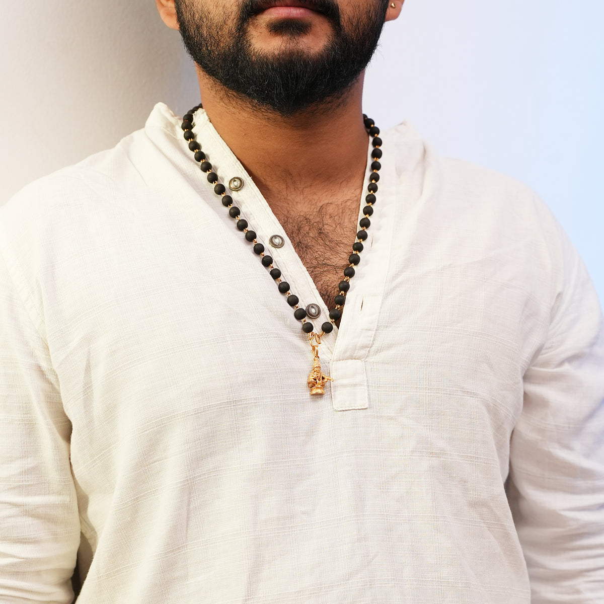 Karungali Maala - 8mm | 54 beads | Pure Panchaloham Madikkanni without Capping plain Ayyappa Pendant
