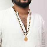 Karungali Maala - 8mm | 54 beads | Pure Panchaloham Madikanni Capping with Vishnumaya Prabha Pendant