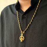 Karungali Maala - 6mm | 54 beads | Pure Panchaloham Madikkanni Capping with Ayyappa Prabha Pendant