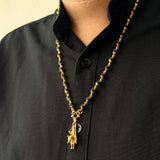 Karungali Maala - 6mm | 54 beads | Pure Panchaloham Madikkanni Capping with Plain Vishnumaya Pendant