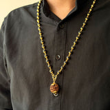 Karungali Maala - 8mm | 54 beads | Pure Panchaloham Madikanni Capping with Rudraksha Pendant
