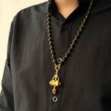 Karungali Maala - 8mm | 54 beads | Pure Panchaloham Madikanni without Capping Damaru Rudraksha Pendant