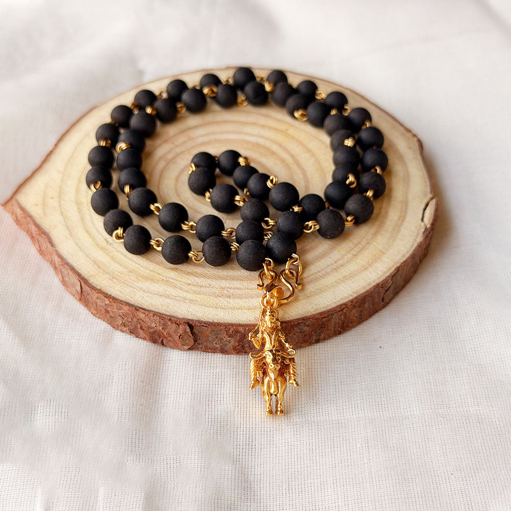 Karungali Maala - 8mm | 54 beads | Pure Panchaloham Madikkanni without Capping Vishnumaya Plain Pendant