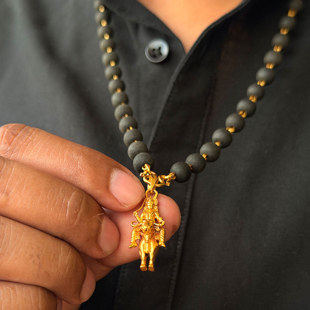 Karungali Maala - 8mm | 54 beads | Pure Panchaloham Madikkanni without Capping Vishnumaya Plain Pendant