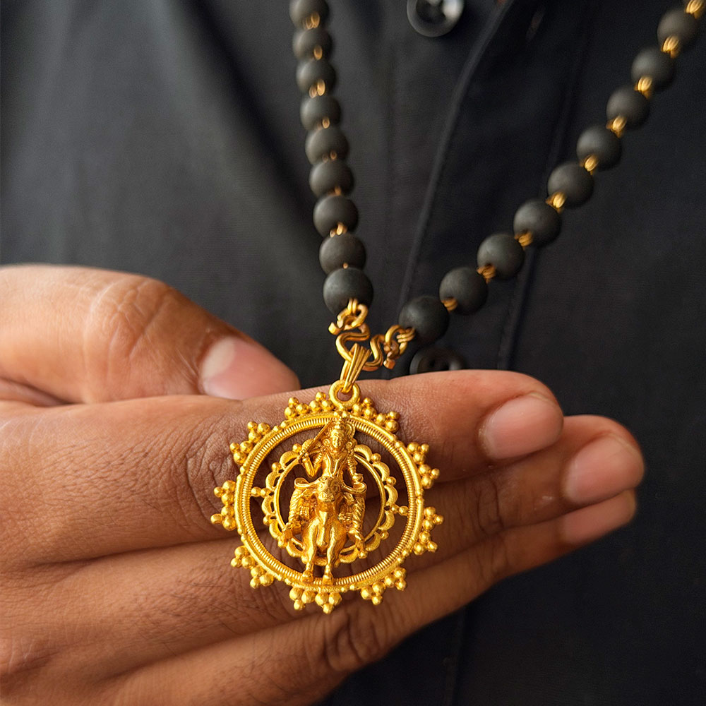 Karungali Maala - 8mm | 54 beads | Pure Panchaloham Madikkanni without Capping Vishnumaya Prabha Pendant