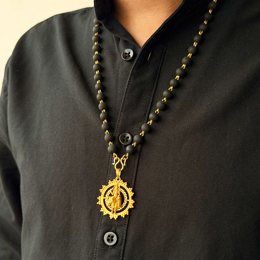 Karungali Maala - 8mm | 54 beads | Pure Panchaloham Madikkanni without Capping Vishnumaya Prabha Pendant