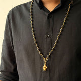 Karungali Maala - 8mm | 54 beads | Pure Panchaloham Pinnikkett without Capping Plain Ayyappa Pendant