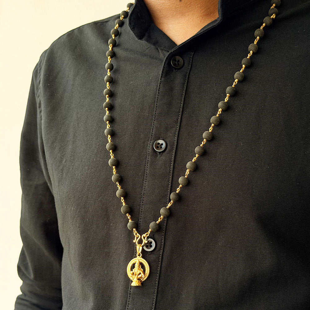 Karungali Maala - 8mm | 54 beads | Pure Panchaloham Pinnikkett without Capping Ayyappa Prabha Pendant