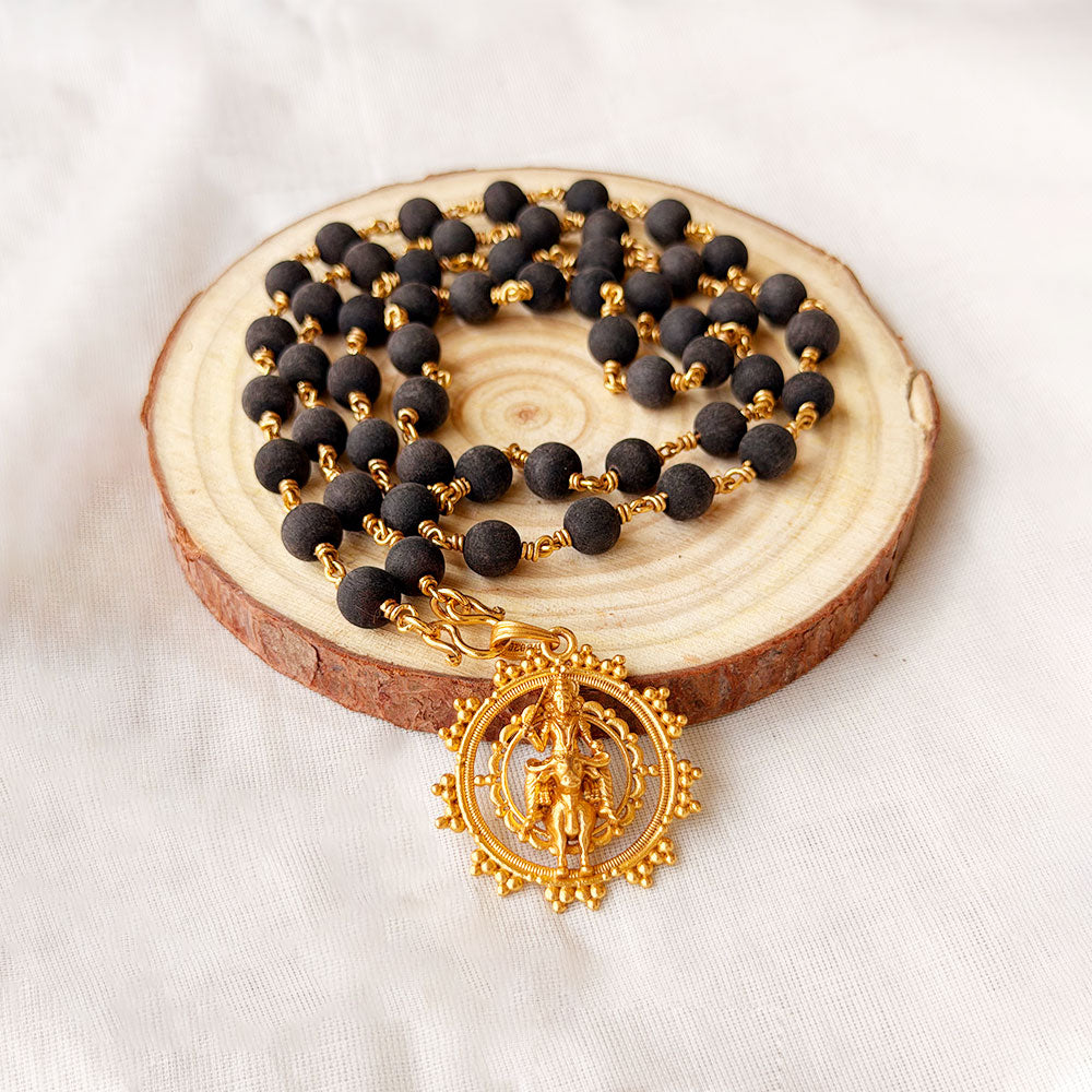 Karungali Maala - 8mm | 54 beads | Pure Panchaloham Pinnikkett without Capping Vishnumaya Prabha Pendant