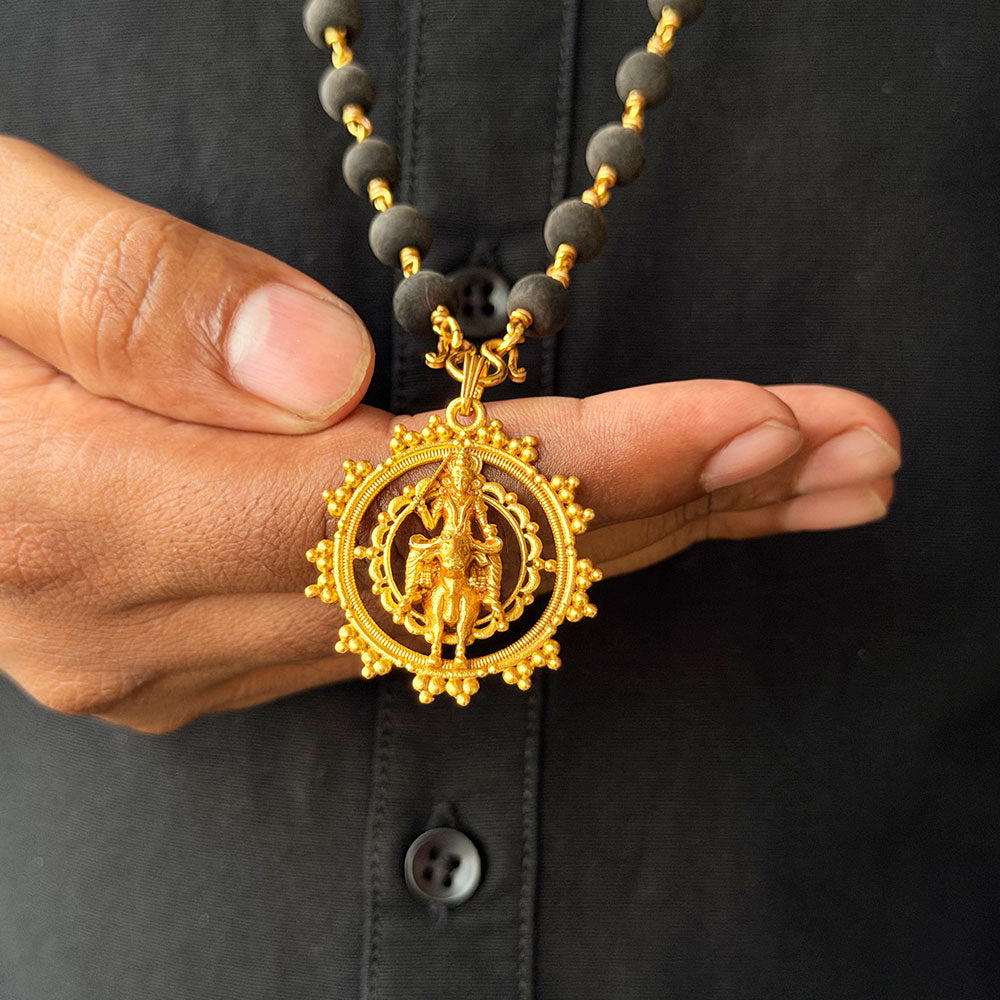 Karungali Maala - 8mm | 54 beads | Pure Panchaloham Pinnikkett without Capping Vishnumaya Prabha Pendant
