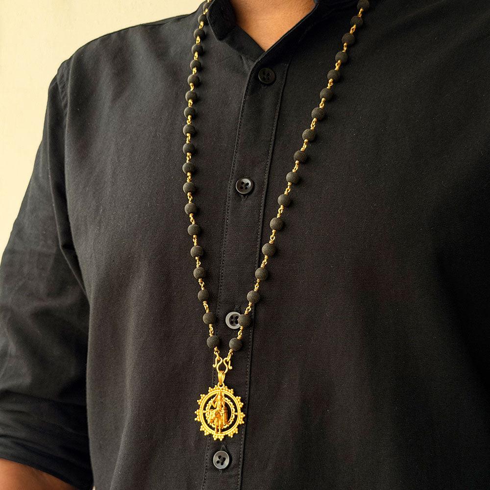 Karungali Maala - 8mm | 54 beads | Pure Panchaloham Pinnikkett without Capping Vishnumaya Prabha Pendant