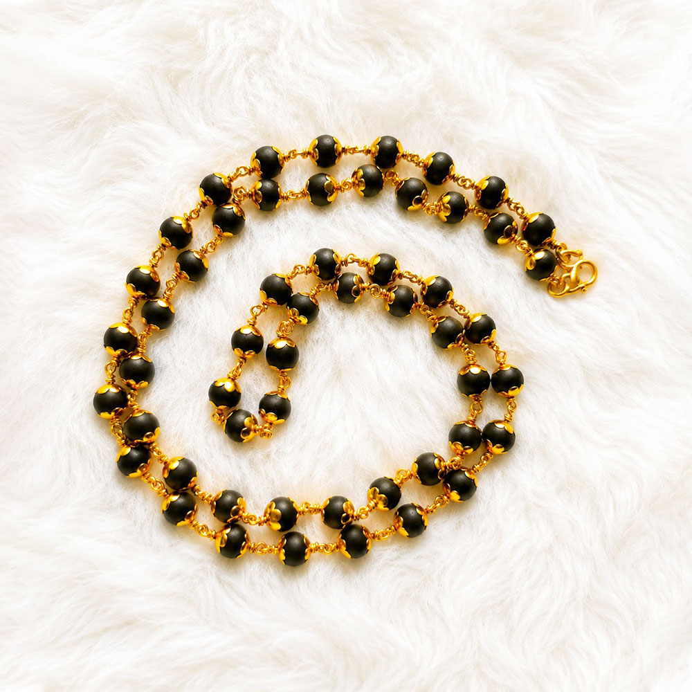 Karungali Mala – 8mm | 54 Beads | Pure Panchaloham Pinnikkett Capping