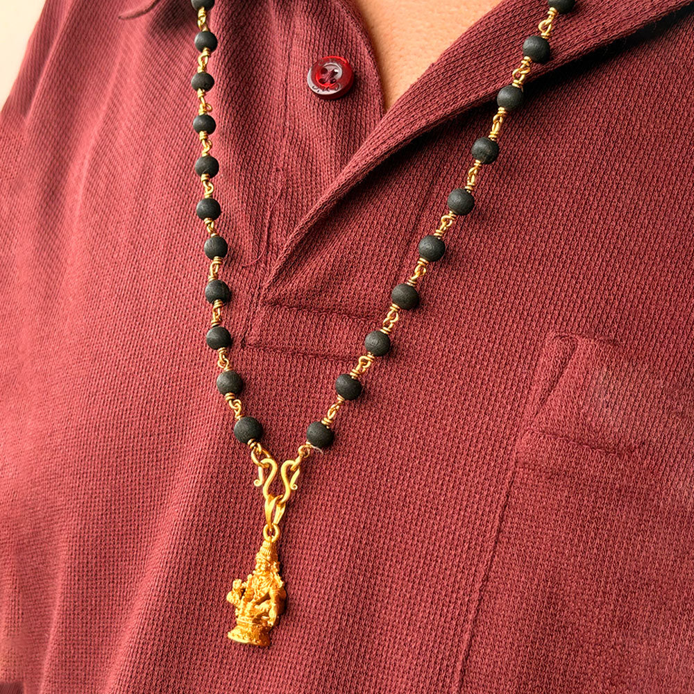 Karungali Maala - 6mm | 54 beads | Pure Panchaloham Pinnikkett without Capping Ayyappa Plain Pendant