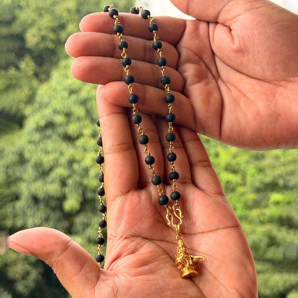 Karungali Maala - 6mm | 54 beads | Pure Panchaloham Pinnikkett without Capping Ayyappa Plain Pendant