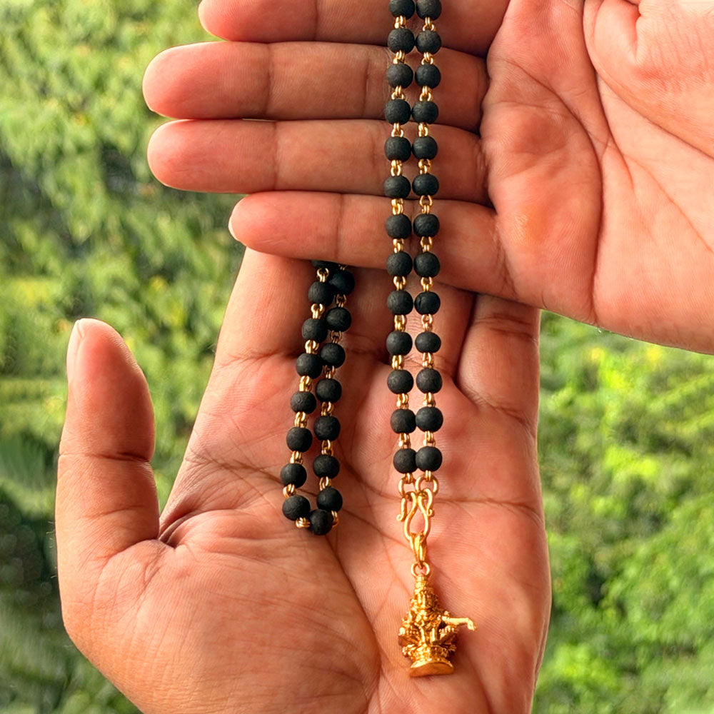 Karungali Maala - 6mm | 54 beads | Pure Panchaloham Madikanni without Capping Ayyappa Plain Pendant