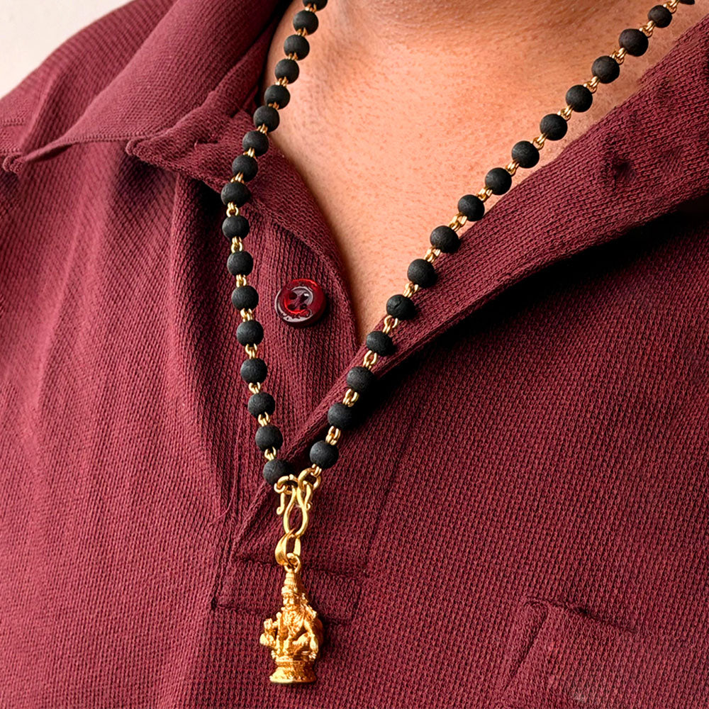 Karungali Maala - 6mm | 54 beads | Pure Panchaloham Madikanni without Capping Ayyappa Plain Pendant