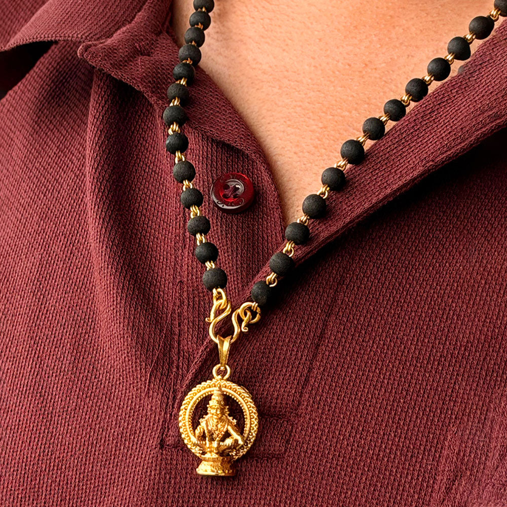 Karungali Maala - 6mm | 54 beads | Pure Panchaloham Madikanni without Capping Ayyappa Prabha Pendant