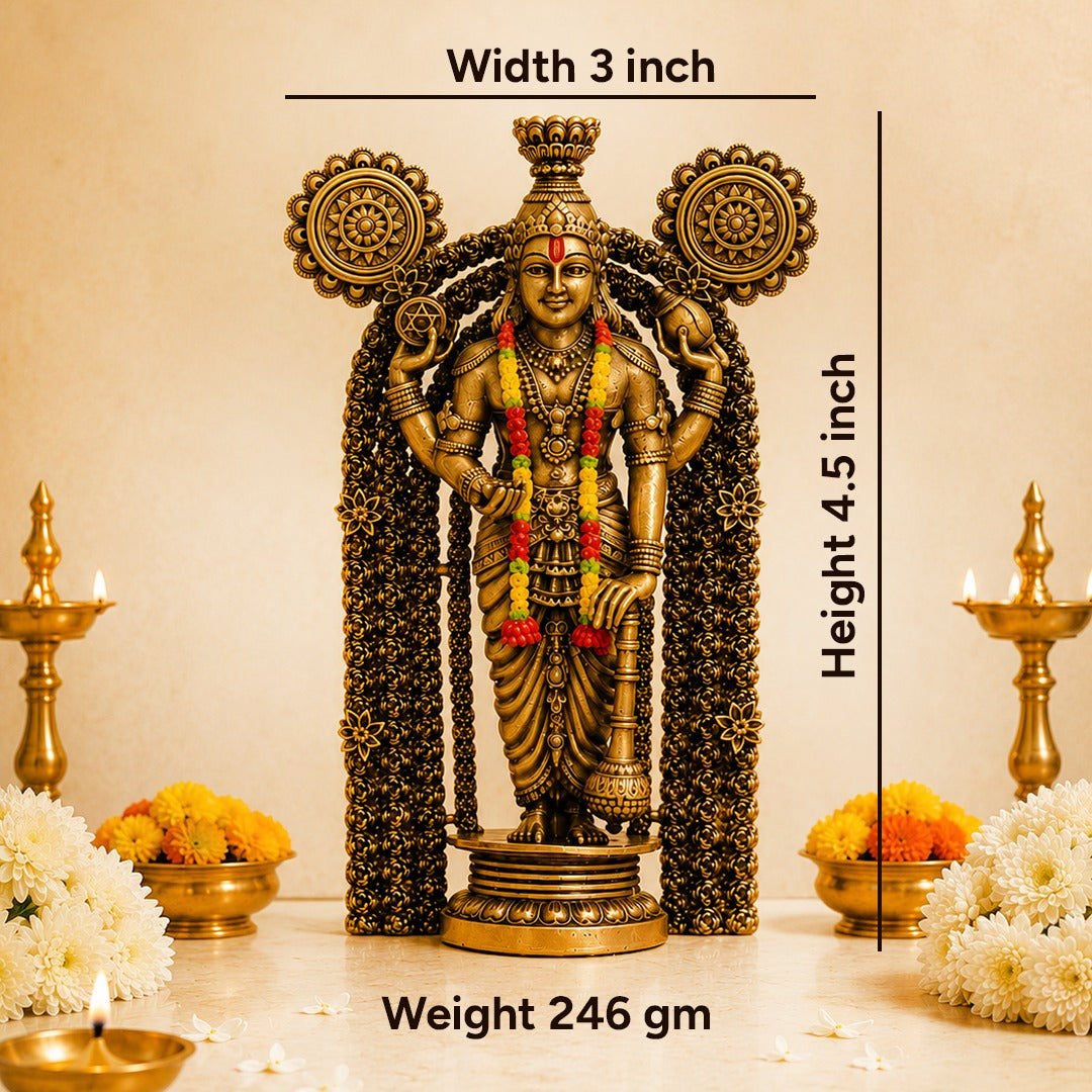 Sree Guruvayoorappan Idol In Brass 4.5 Inch