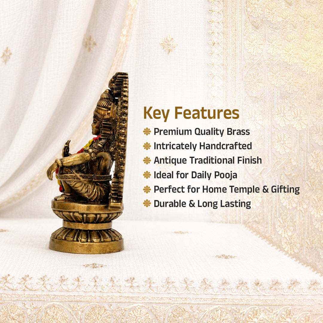 Swami Ayyappa Idol In Brass 3 Inch