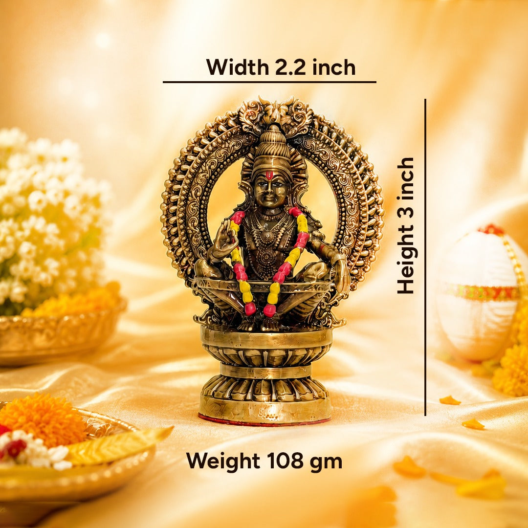 Swami Ayyappa Idol In Brass 3 Inch