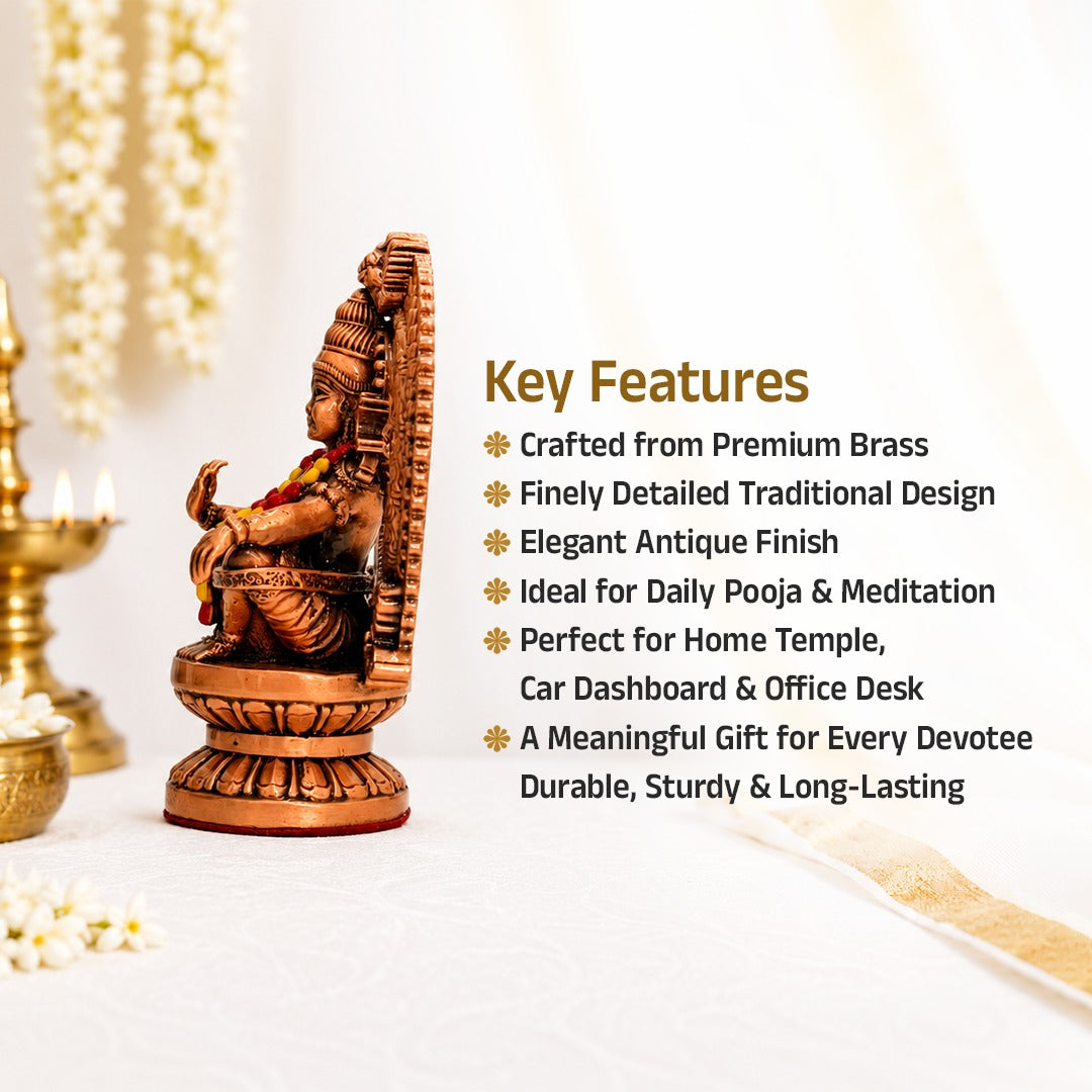 Swami Ayyappa Idol In Brass 2 Inch