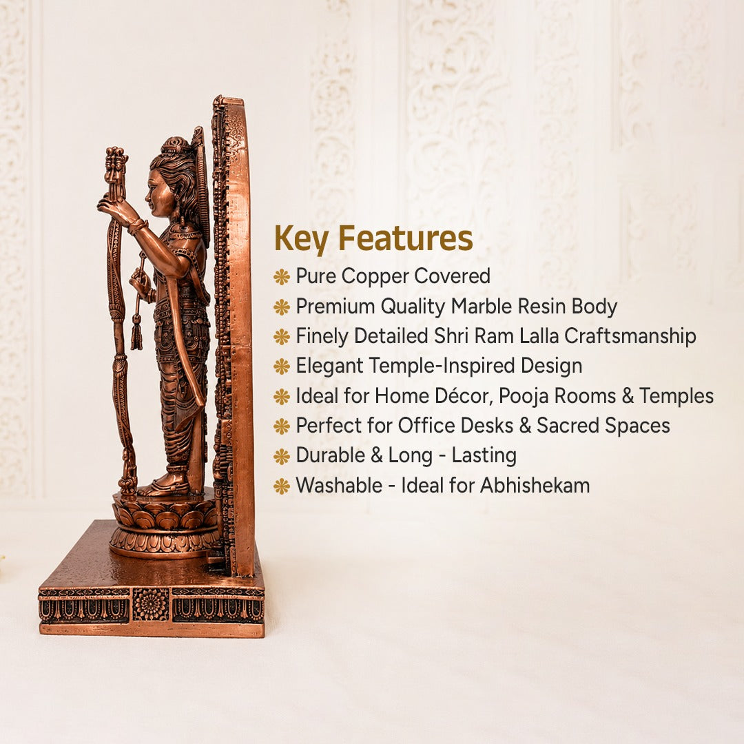 Shree Ram Lalla Idol – Premium Copper Finish Marble Resin Idol (12 Inches)