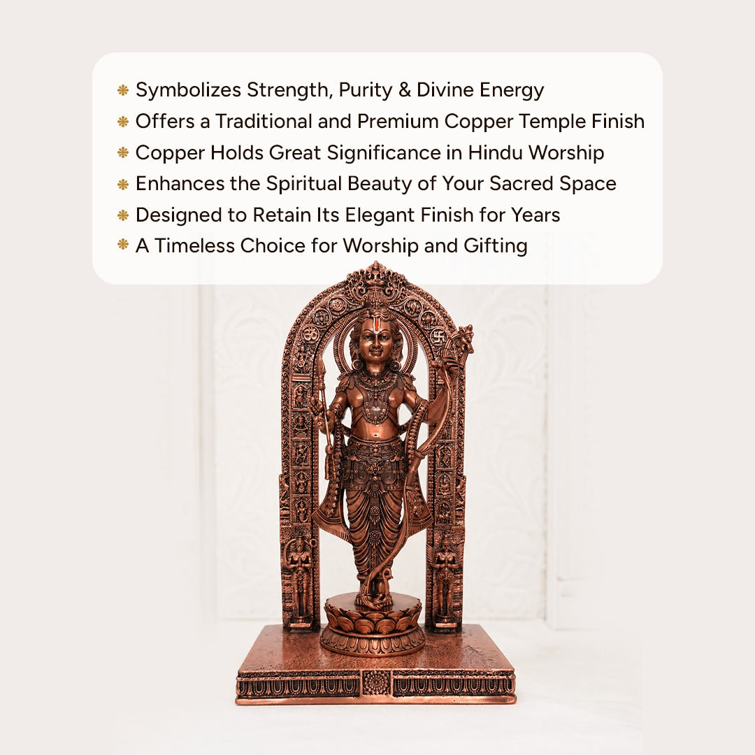 Shree Ram Lalla Idol – Premium Copper Finish Marble Resin Idol (12 Inches)