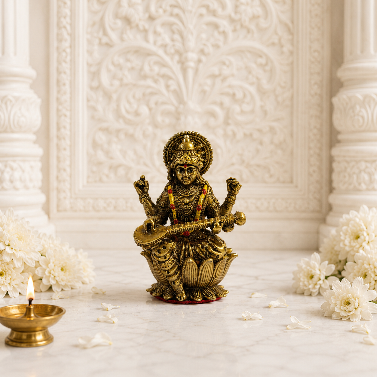 Mahasaraswathi Idol In Brass 1.5 Inch
