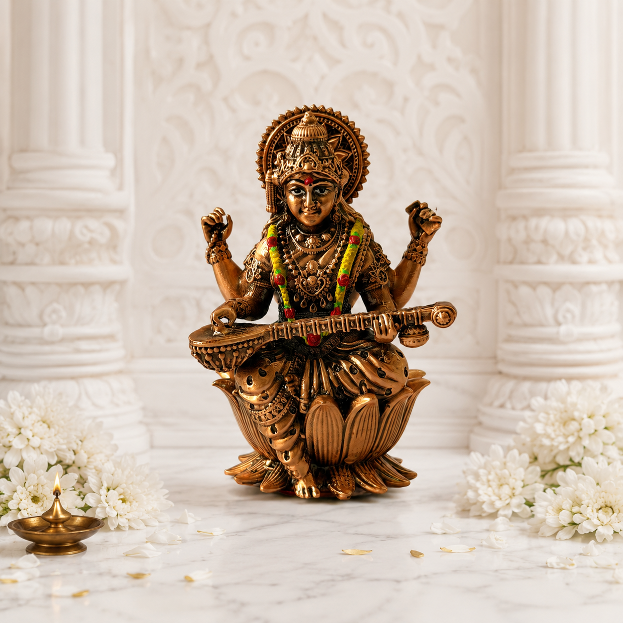 Mahasaraswathi Idol In Brass 3 Inch