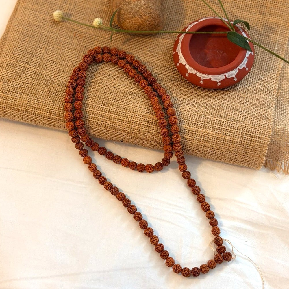 5 Mukhi Red Rudraksha Mala (8mm, 108 Beads)