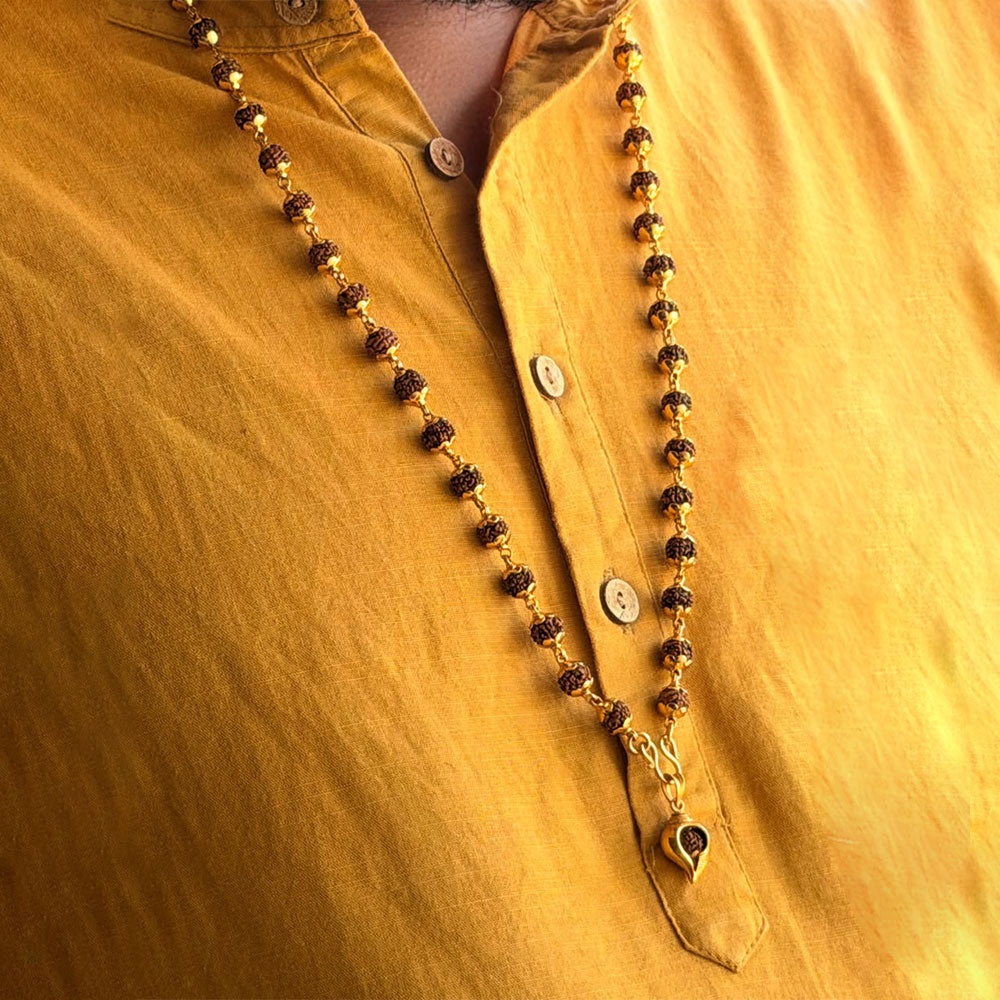 Rudraksha Mala 8mm 54 Beads Madikkani With Panchaloham Shank Locket